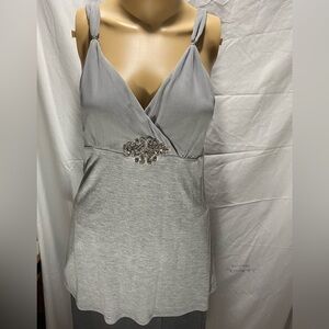 NWOT New York & Company Silver Top with Jewel Accent